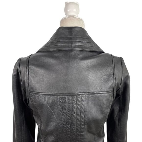Michael Kors Missy Wing Collar Black Leather Moto Jacket Size XS $695 - Picture 13 of 16